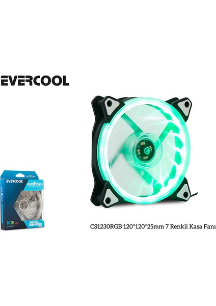 CS1230RGB 120x120x25 mm 7 Renkli Kasa Fanı
