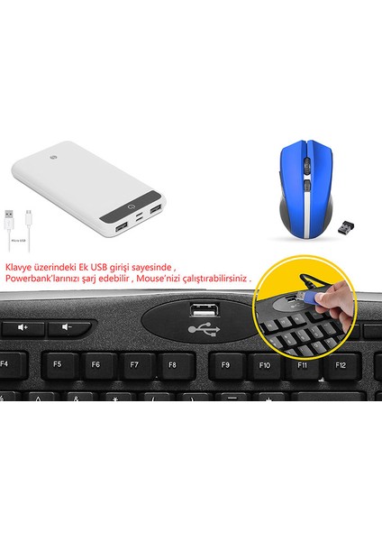 KB-799 Siyah USB 1*USB Hub Türkçe Q Multimedia Klavye