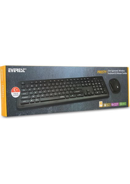 Presty KM-62 Siyah Kablosuz Q Multimedia Klavye + Mouse Set