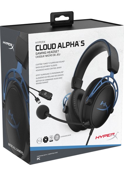 HyperX Cloud Alpha S Oyuncu Kulaklık Mavi HX-HSCAS-BL/WW