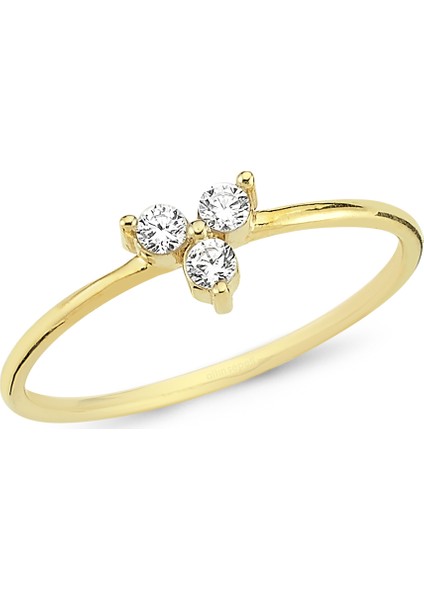 Altınsepeti Altın Üç Taşlı Üçgen Yüzük AS357YZ