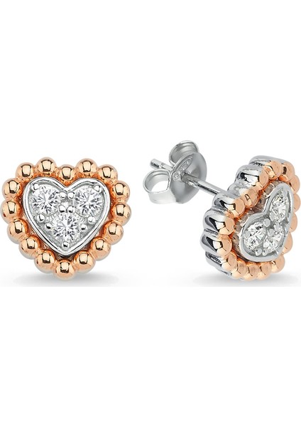 Altınsepeti Rose Gümüş Kalpli Taşlı Küpe G104KP