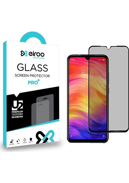 Xiaomi Redmi Note 7 Curve Privacy Tempered Glass Cam Ekran Koruyucu