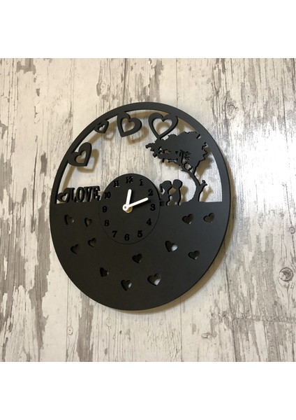 TASARIM AHŞAP Dekoratif Duvar Saati Love 30cm