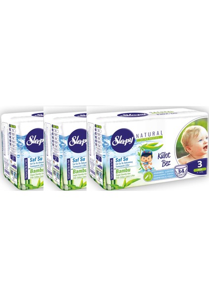 Külot Bez 3 Beden 34'li x 3 Paket 102 Adet