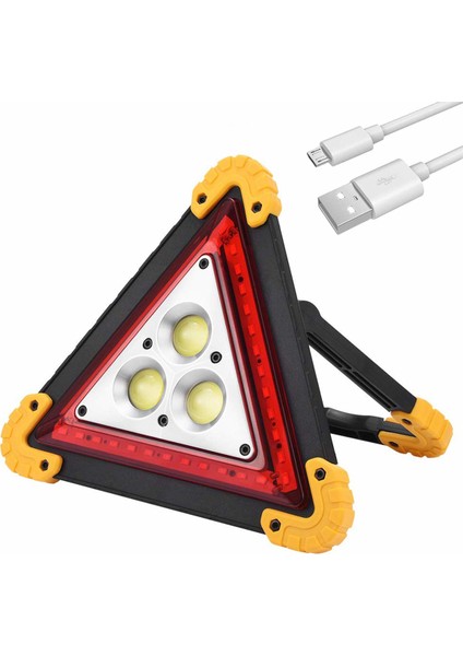 Reflektör / Fener Üçgen 3 Ledli Çakarlı Şarj Edilebilir Pilli