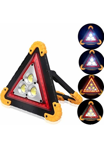 Reflektör / Fener Üçgen 3 Ledli Çakarlı Şarj Edilebilir Pilli