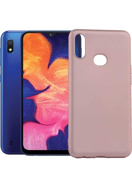 Samsung Galaxy A10S Kılıf Klasik Mat Renkli Yumuşak Premier Silikon Rose Gold