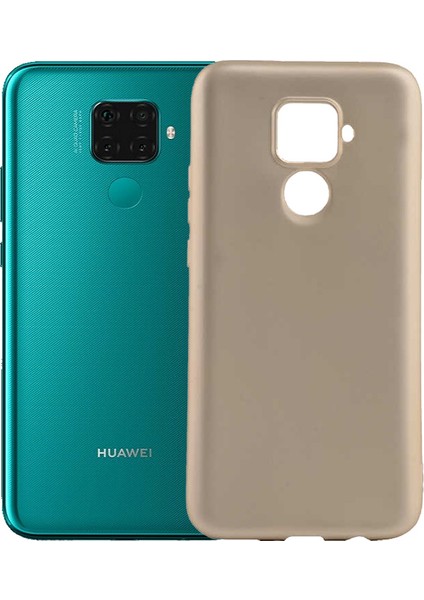 Huawei Mate 30 Lite Kılıf Klasik Mat Renkli Yumuşak Premier Silikon Altın