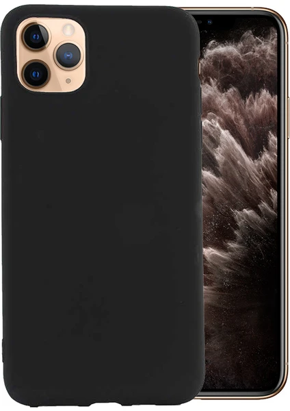 Case 4U Apple iPhone 11 Pro Max Kılıf Klasik Mat Renkli Yumuşak Premier Silikon Siyah