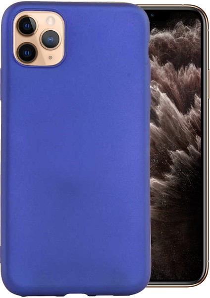 Apple iPhone 11 Pro Max Kılıf Klasik Mat Renkli Yumuşak Premier Silikon Saks Mavi