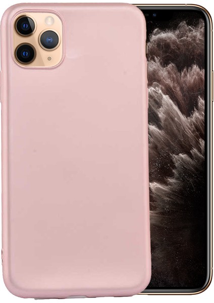 Apple iPhone 11 Pro Max Kılıf Klasik Mat Renkli Yumuşak Premier Silikon Rose Gold