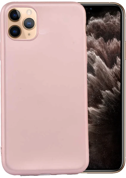 Case 4U Apple iPhone 11 Pro Max Kılıf Klasik Mat Renkli Yumuşak Premier Silikon Rose Gold