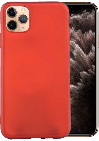 Apple iPhone 11 Pro Max Kılıf Klasik Mat Renkli Yumuşak Premier Silikon Kırmızı