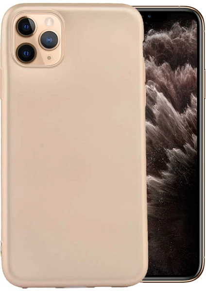 Case 4U Apple iPhone 11 Pro Max Kılıf Klasik Mat Renkli Yumuşak Premier Silikon Altın