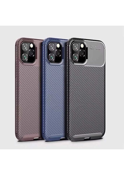 Apple iPhone 11 Pro Kılıf Rugged Armor Karbon Desenli Lüx Negro Silikon Arka Kapak Lacivert