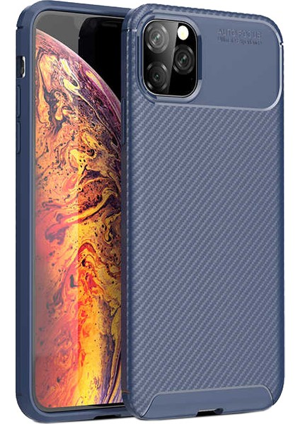 Apple iPhone 11 Pro Kılıf Rugged Armor Karbon Desenli Lüx Negro Silikon Arka Kapak Lacivert