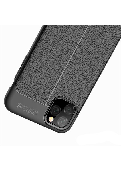 Apple iPhone 11 Pro Uyumlu Kılıf Darbeye Dayanlıklı Deri Görünümlü Niss Silikon Arka Kapak Siyah fırsatları