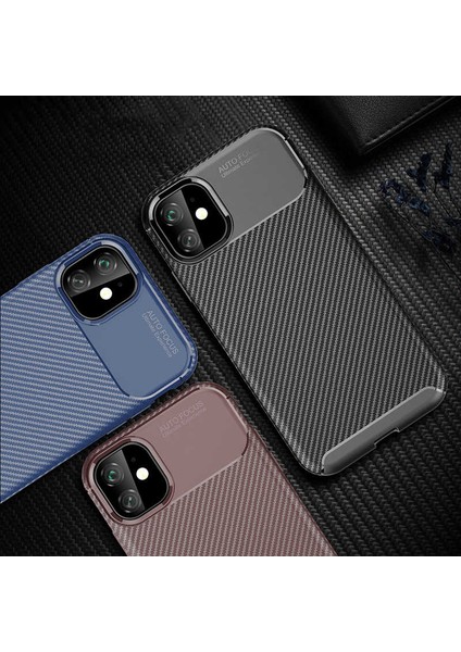 Case 4U Apple iPhone 11 Kılıf Rugged Armor Karbon Desenli Lüx Negro Silikon Arka Kapak Siyah