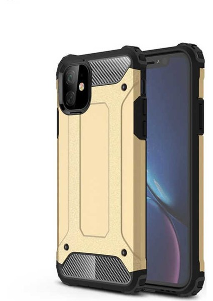Apple iPhone 11 Kılıf Çift Katmanlı Zırh Koruma Tank Crash Arka Kapak Altın