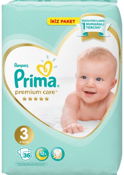 Bebek Bezi Premium Care 3 Beden 36 Adet Midi Ekonomi Paketi
