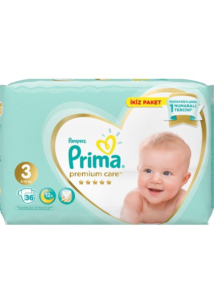 Bebek Bezi Premium Care 3 Beden 36 Adet Midi Ekonomi Paketi