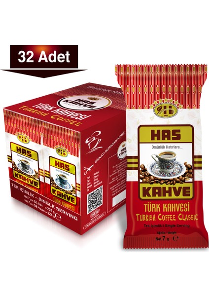 Tek İçimlik Türk Kahvesi 7 gr 32'li Paket