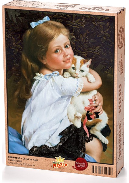 Çocuk ve Kedi (Sürpriz Parçalı) Ahşap Puzzle 1000 Parça (CK09-M)