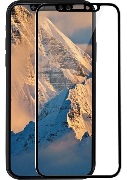 Apple iPhone X/XS 5D Full Ekran Koruyucu Komple 9H Temperli Cam Siyah