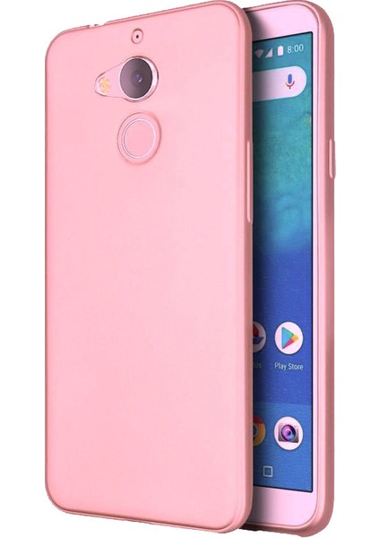 General Mobile GM 8 Kılıf Premium Mat Silikon Kılıf + Esnek Nano Cam Rose Gold
