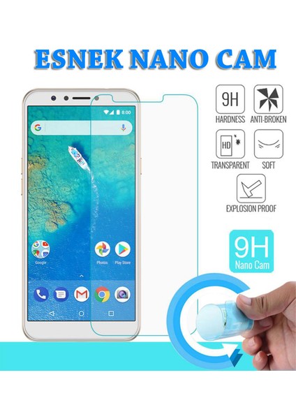 General Mobile GM 8 Kılıf Premium Mat Silikon Kılıf + Esnek Nano Cam Altın fırsatları