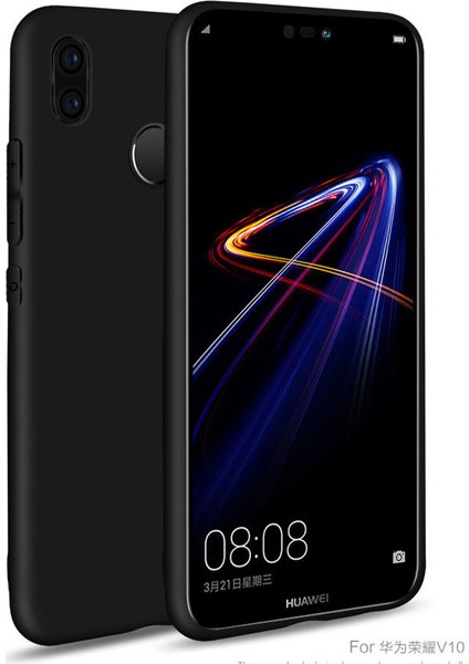 Huawei P20 Lite Kılıf Premier Mat Silikon Kılıf Kadife Dokulu Siyah
