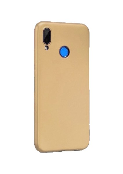 Huawei P20 Lite Kılıf Premier Mat Silikon Kılıf Kadife Dokulu Altın