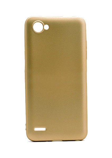 LG Q6 Kılıf Mat Premier Silikon Kılıf Slim Fit Simple Case + Koruyucu Cam Altın