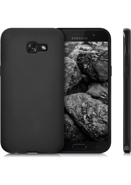 Samsung Galaxy A3 2017 Kılıf Mat Silikon Kılıf Slim Fit Simple Case + Koruyucu Cam Siyah