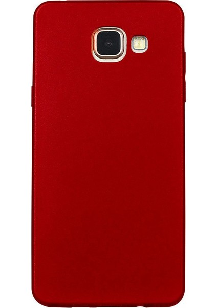 Samsung Galaxy A5 2016 Kılıf Mat Silikon Kılıf Simple Case + Temperli Cam Kırmızı