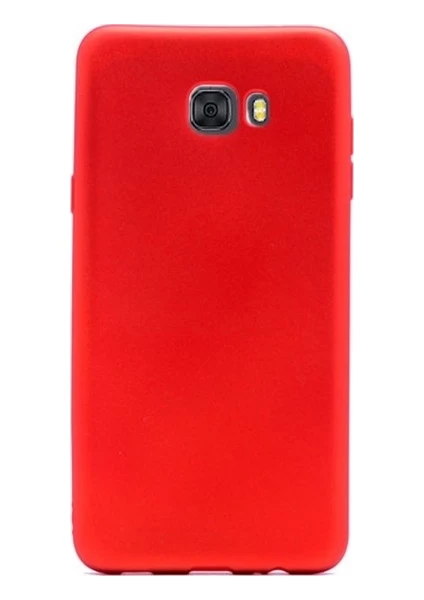 Samsung Galaxy C7 Pro Kılıf Mat Silikon Kılıf Slim Fit Simple Case Kırmızı