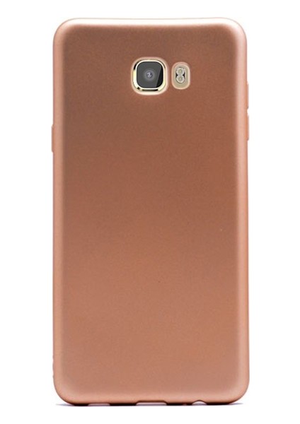 Samsung Galaxy C7 Pro Kılıf Mat Silikon Kılıf Slim Fit Simple Case Altın