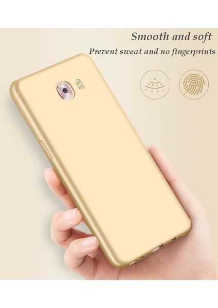 Samsung Galaxy C7 Pro Kılıf Mat Silikon Kılıf Slim Fit Simple Case Altın