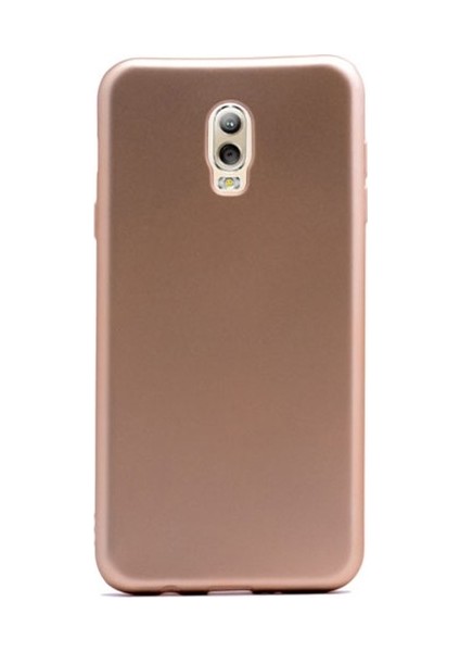 Samsung Galaxy C8 Kılıf Premier Mat Silikon Kılıf + Nano Cam Altın