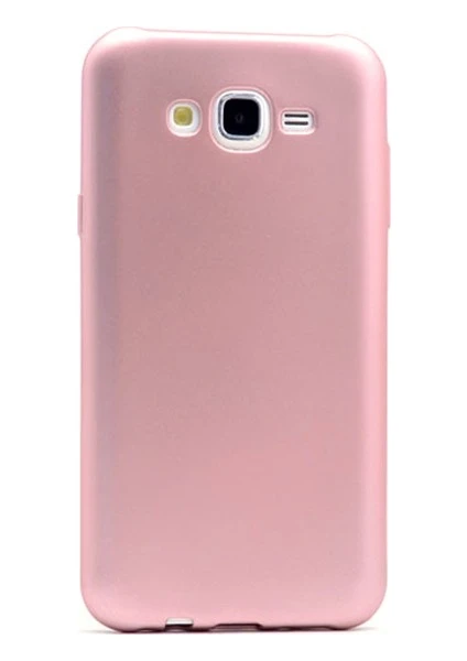 Samsung Galaxy J7 Core Kılıf Mat Silikon Kılıf Slim Fit Simple Case + Koruyucu Cam Rose Gold