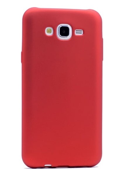 Samsung Galaxy J7 Core Kılıf Mat Silikon Kılıf Slim Fit Simple Case + Koruyucu Cam Kırmızı