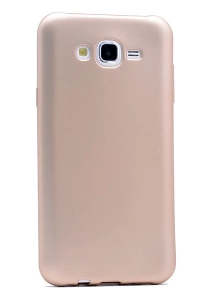 Samsung Galaxy J7 Core Kılıf Mat Silikon Kılıf Slim Fit Simple Case + Koruyucu Cam Altın