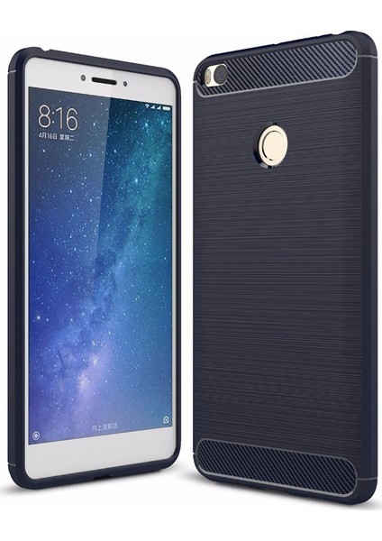 Xiaomi Mi Max 2 Rugged Armor Kılıf Karbon Fiber Room Silikon Kapak Kılıf Lacivert