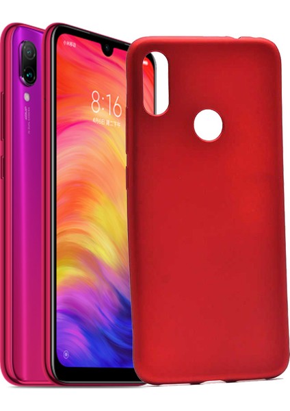 Xiaomi Redmi Note 7 Kılıf Klasik Mat Renkli Yumuşak Premier Silikon Kırmızı