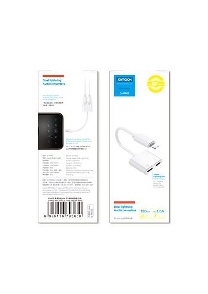 Aktif Aksesuar Joyroom iPhone Uyumlu Lightning 2in1 Şarj Kulaklık Dönüştürücü Jack Adaptör