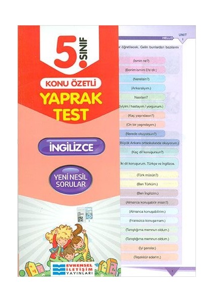 5.Sınıf İngilizce Konu Özetli Yaprak Test
