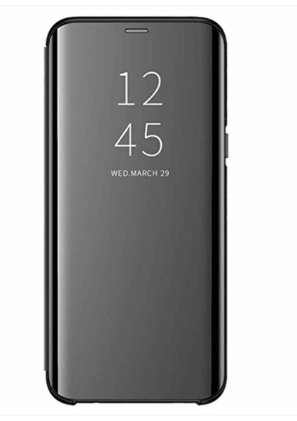 Samsung Galaxy Note 8 Kapaklı Kılıf Clear View Aynalı Flip Cover Wallet Kılıf Siyah