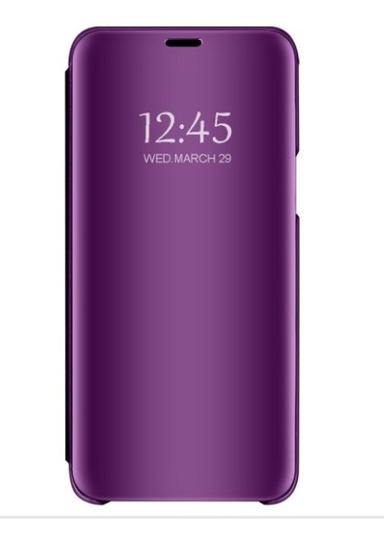 Samsung Galaxy S9 Kapaklı Kılıf Clear View Aynalı Flip Cover Wallet Kılıf Mor