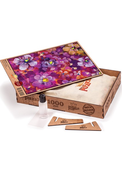 Mor Menekşeler (Sürpriz Parçalı) Ahşap Puzzle 1000 Parça (BC09-M)